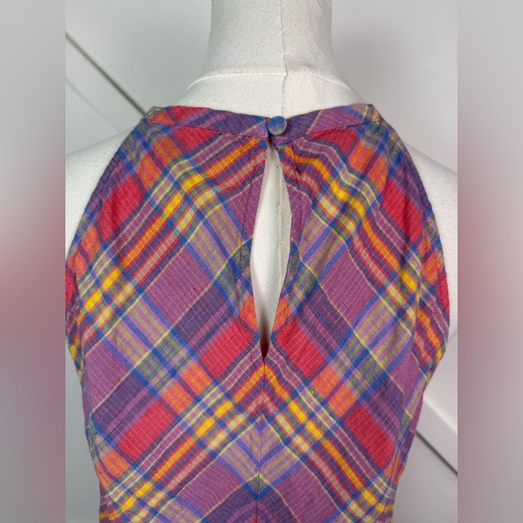 J. Crew Amber 100% Linen Tank Top In Sunset Plaid Size Medium - Picture 6 of 11